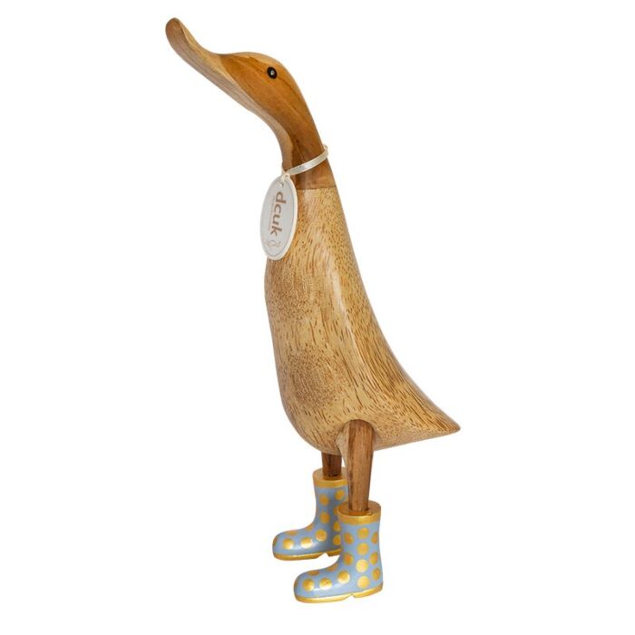 DCUK Natural Finish Ducklet with Pastel and Gold Spotty Welly Boots-Lilac-1